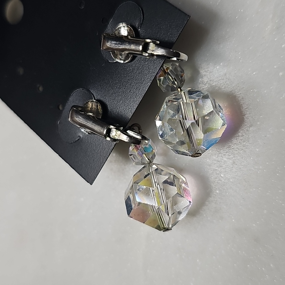 Vintage AB Crystal Earrings - Picture 3 of 3